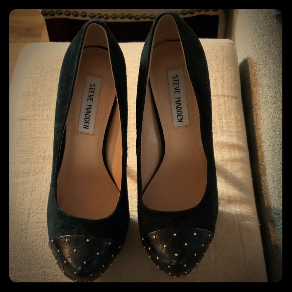 Steve Madden Black Suede Platform Size 7
